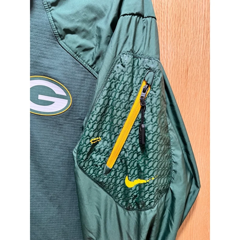 Men's Large Nike Green Packers Wind Breaker Half Zip Jacket Size L - Picture 6 of 9